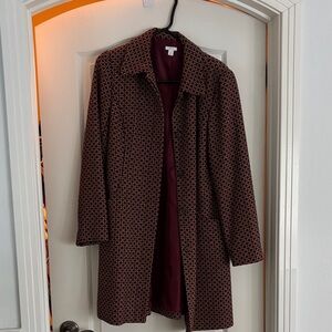 Apt. 9 Burgundy Geometric Women's Trench Coat